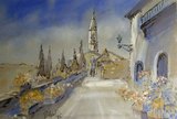 Dorf in der Toskana Papier, Aquarell - Gouache, 32 x 22, 1995