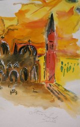 Venedig (Sujet von Salvadore Dali) Papier, Aquarell - Gouache, 21x 30, 2003