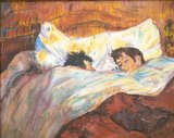 Das Bett (nach Toulouse-Lautrec) Öl auf Leinwand, 40 x 50, 1989