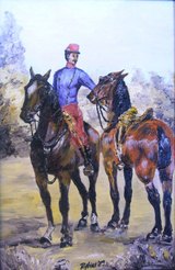 Reitknecht (nach Toulouse-Lautrec) Öl auf Leinwand, 20 x 30, 1989