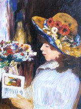 Lesendes Mädchen (nach Renoir) Öl auf Leinwand, 30 x 40, 1989