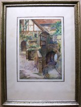 Malerwinkel-1948 R. Burchard Original Aquarell, signiert, Original-gerahmt von Erdmann Bauer in Hof - 1949 Bildgröße außen Rahmen  47 x 35