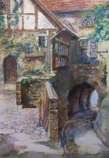 Detail Malerwinkel - 1948 R. Burchard Original Aquarell, signiert
